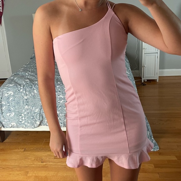 Lucy in the Sky | Dresses | Lucy In The Sky Light Pink Bodycon One Shoulder  Mini Dress | Poshmark